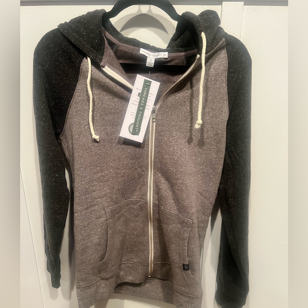 NWT Men’s XS THREADS 4 THOUGHT TRIBLEND RAGLAN COLORBLOCK ZIP FLEECE HOODIE